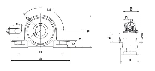 UCLP BKL Brand 2 Bolt Pillow Block Bearing  Diagram