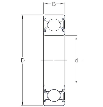 6000 2RS SS Dunlop Sealed Deep Groove Stainless Steel Ball Bearing 10mm inside x 26mm outside x 8mm wide - Diagram