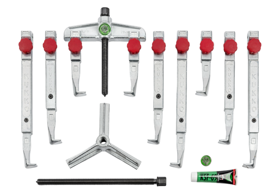 K-2030-10+ Kukko Universal 2-Jaw and 3-Jaw Puller Set with Quick-Adjusting Pulling Jaws