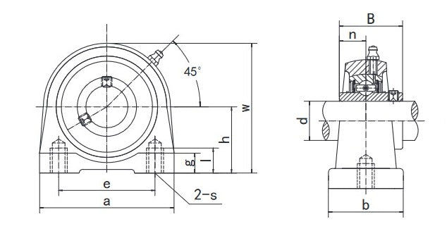 UCPG BKL Brand Short Base 2 Bolt Cast Iron Pillow Block Bore Diagram