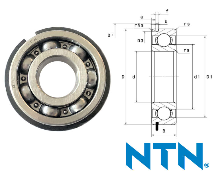 62/28NR NTN Open Deep Groove Ball Bearing with Circlip Groove and Circlip 28x58x16mm image 2