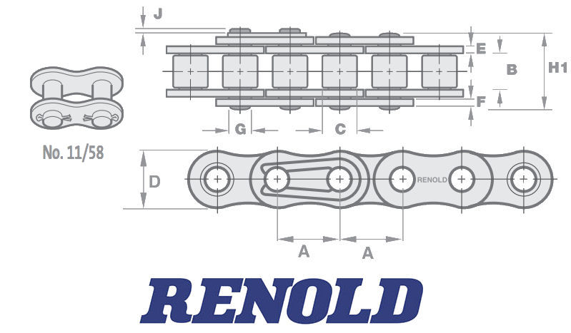 Renold Blue 24B-1 No11 BS Simplex Cottered Link 1.1/2 Inch Pitch image 2