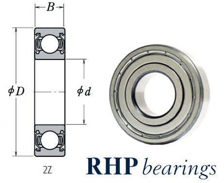 MJ5/8-2ZJ RHP Imperial Shielded Deep Groove Ball Bearing 5/8x1.13/16x5/8 inch image 2