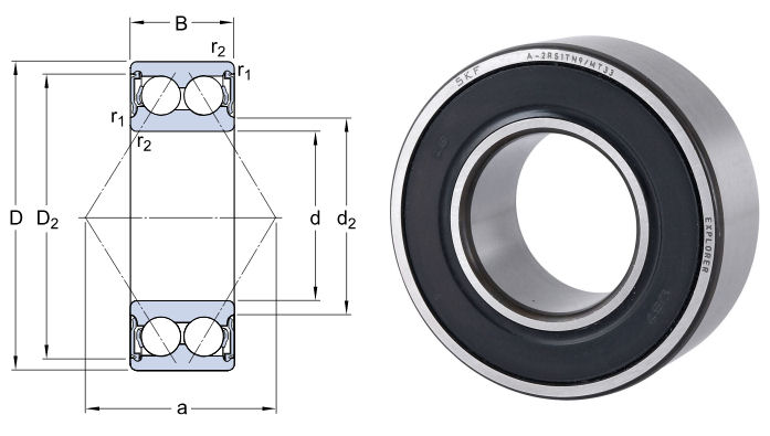 3202A-2RS1TN9/MT33 SKF Double Row Angular Contact Ball Bearing 15x35x15.9mm image 2